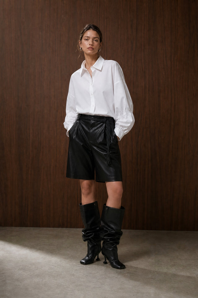 Sola eco leather bermuda shorts | Black