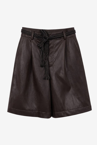 Sola eco leather bermuda shorts | Dark Brown