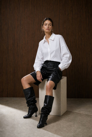 Sola eco leather bermuda shorts | Black