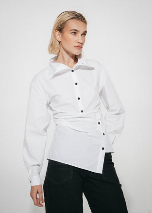 Talia cotton fancy blouse | White