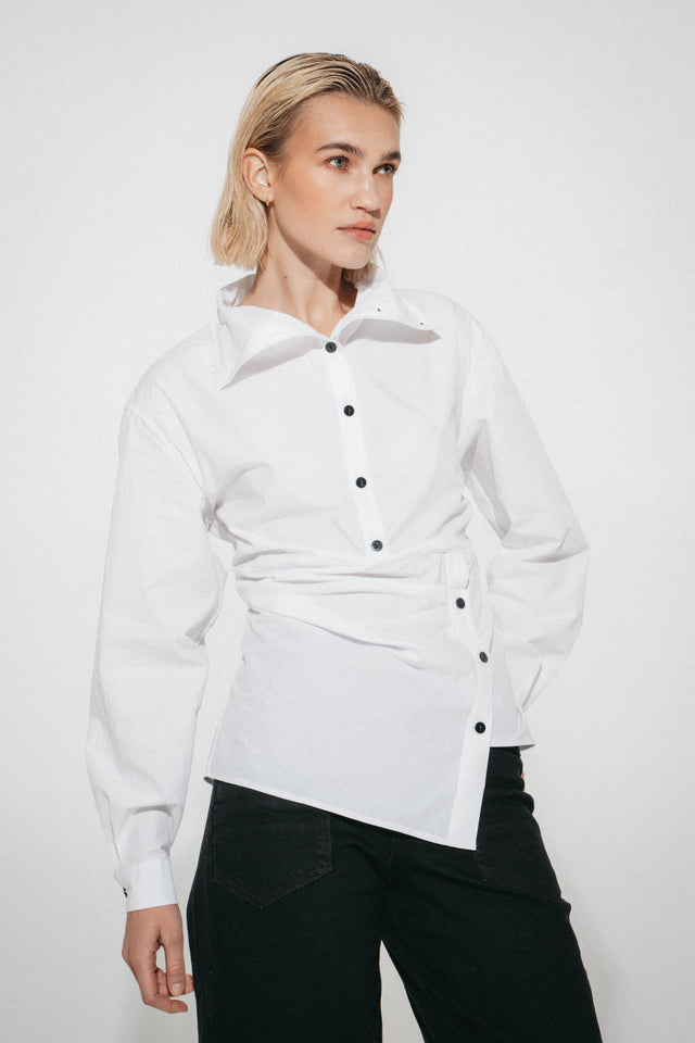 Talia cotton fancy blouse | White