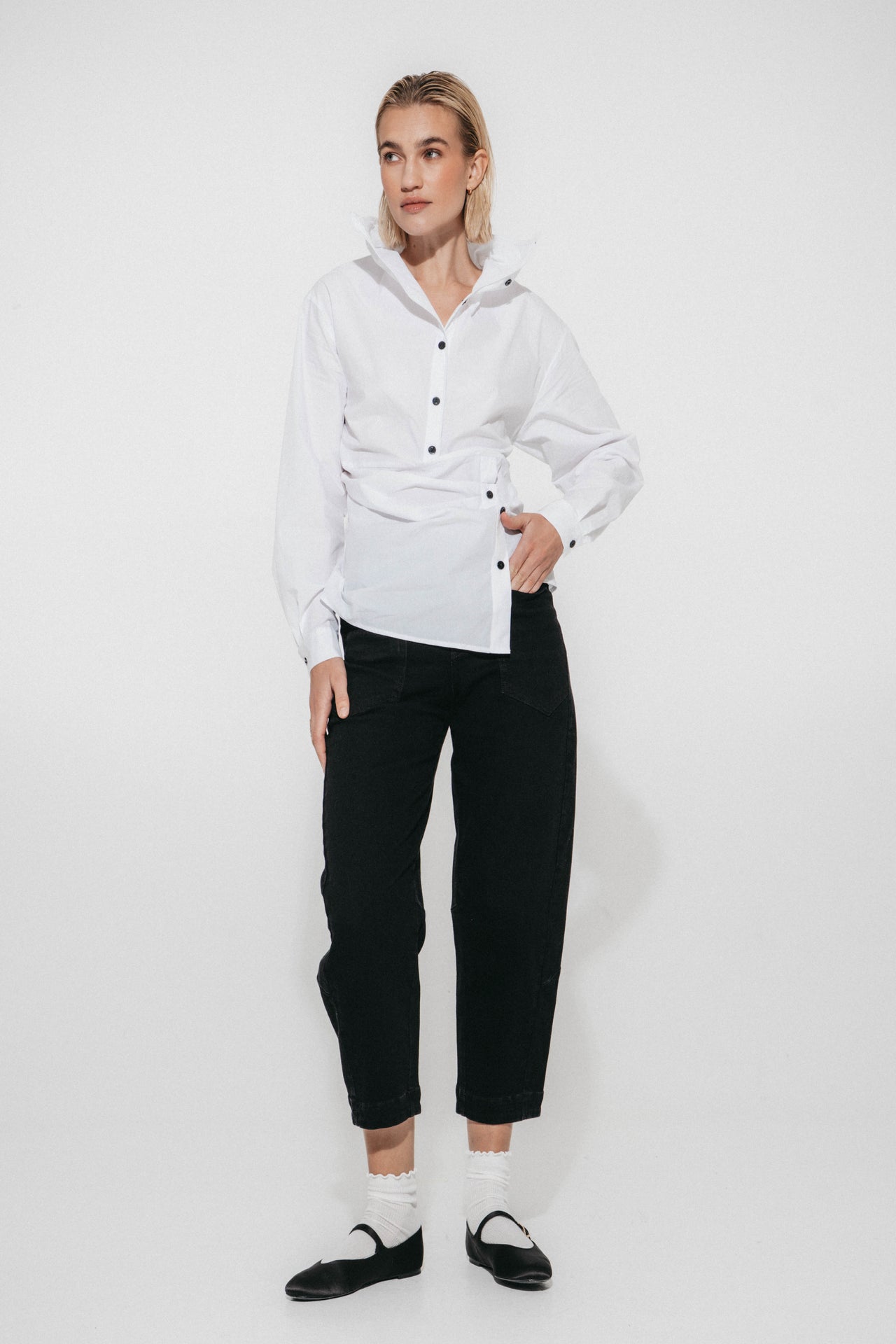 Talia cotton fancy blouse | White