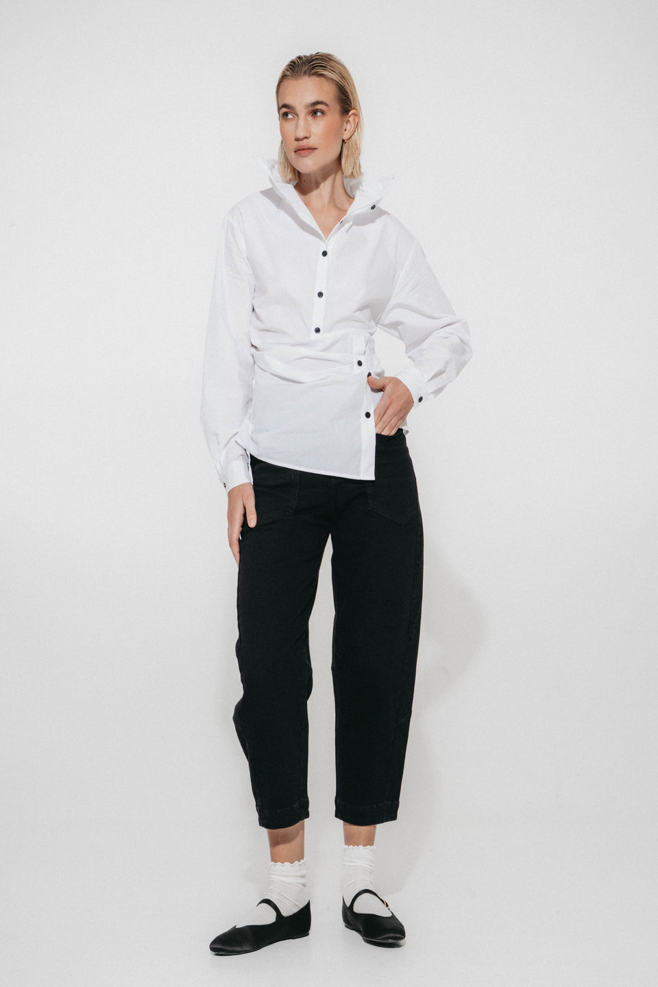 Talia cotton fancy blouse | White
