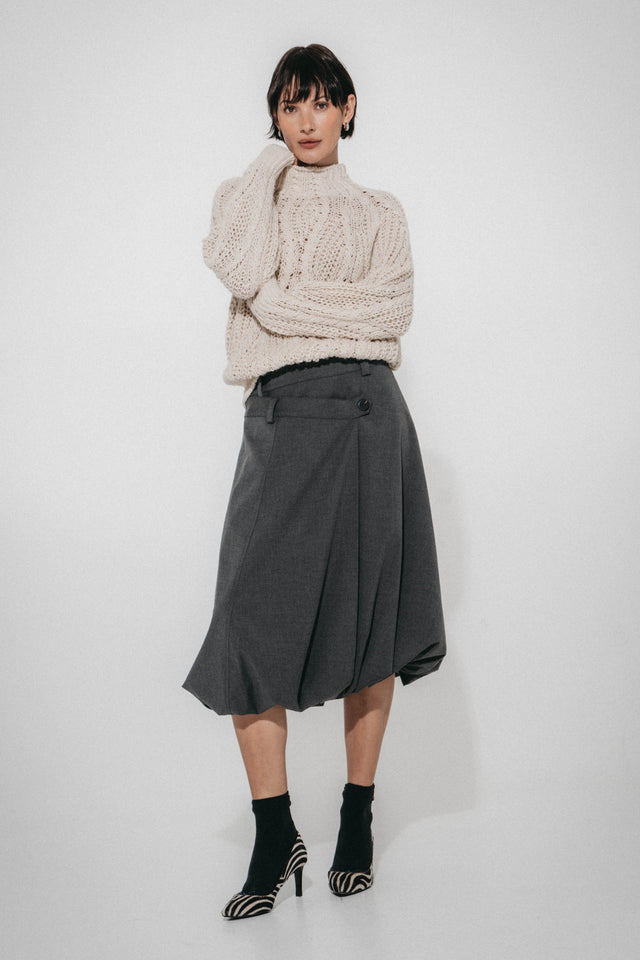 Tess viscose balloon skirt | Grey