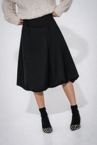 Tess viscose balloon skirt | Black