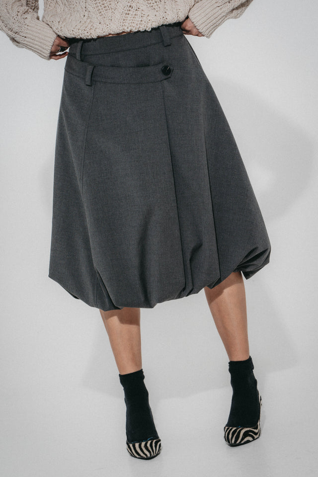 Tess viscose balloon skirt | Grey