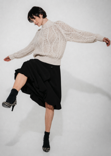Tess viscose balloon skirt | Black