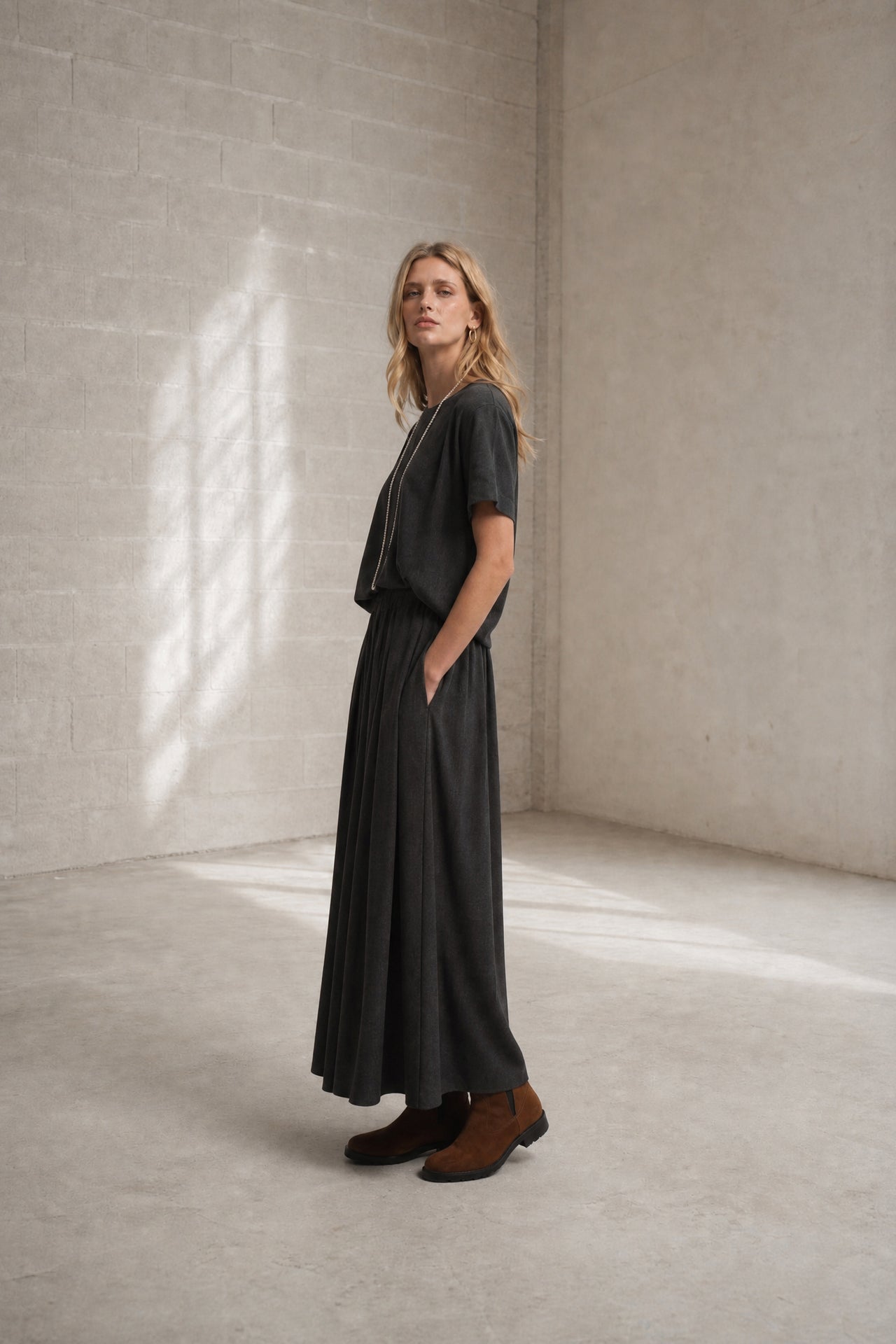 Uriele light flannel top | Dark Grey