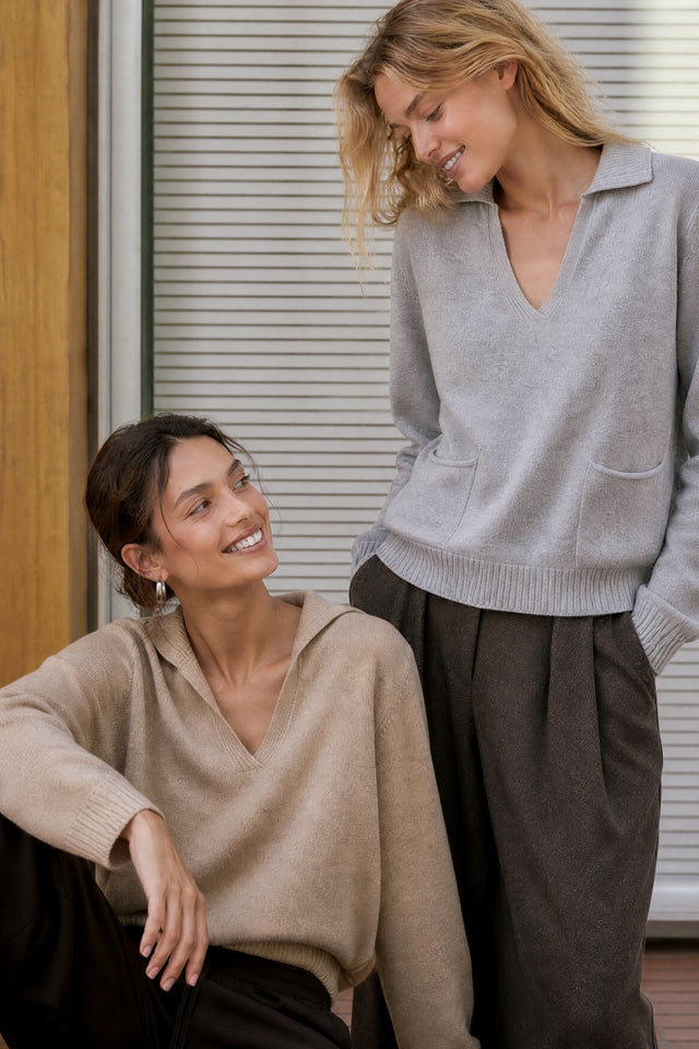 V-neck dyed viscose pullover NB2310 | Light Grey