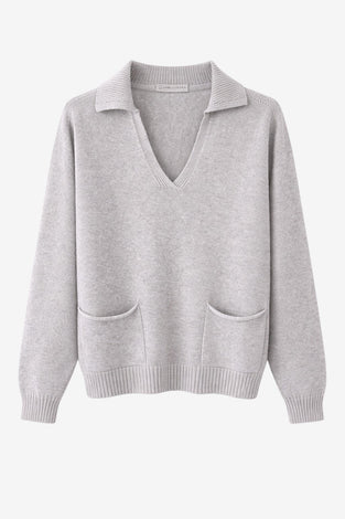 V-neck dyed viscose pullover NB2310 | Light Grey
