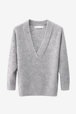 V-neck melange pullover 26553 | Grey