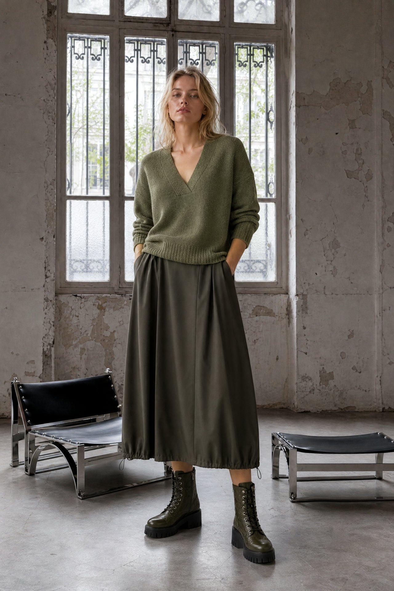 Albina skirt technical jersey | Green