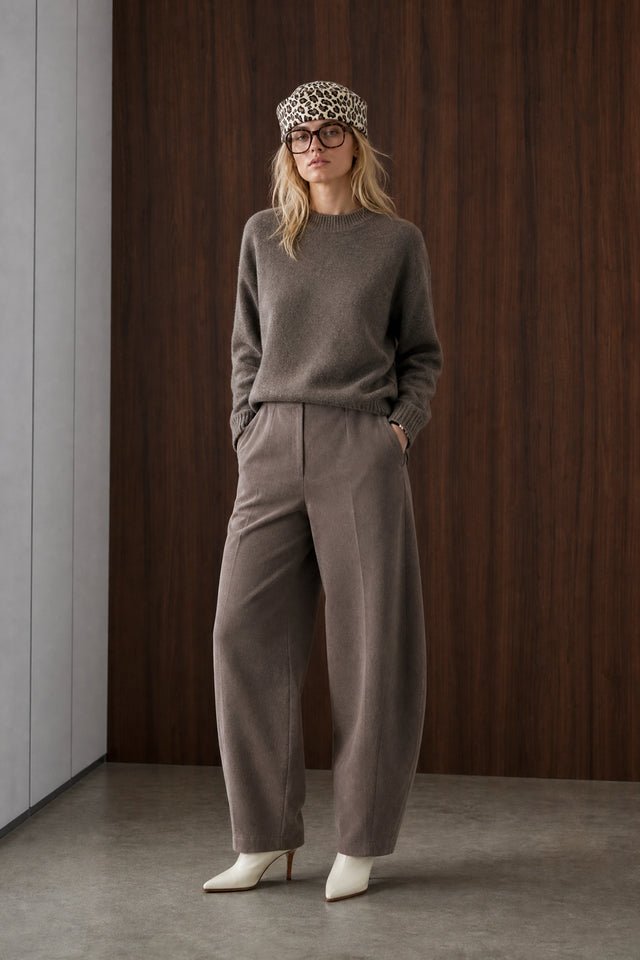 Velvety wool blend pullover | Toupe