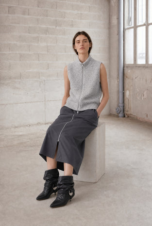 Vest Boucle long zip | Grey
