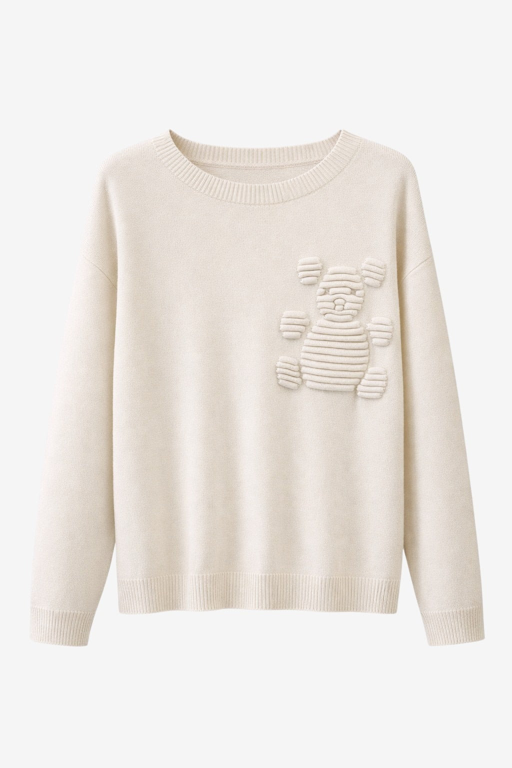 Viscose blend bear pullover 3040 | Ecru