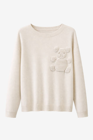 Viscose blend bear pullover 3040 | Ecru