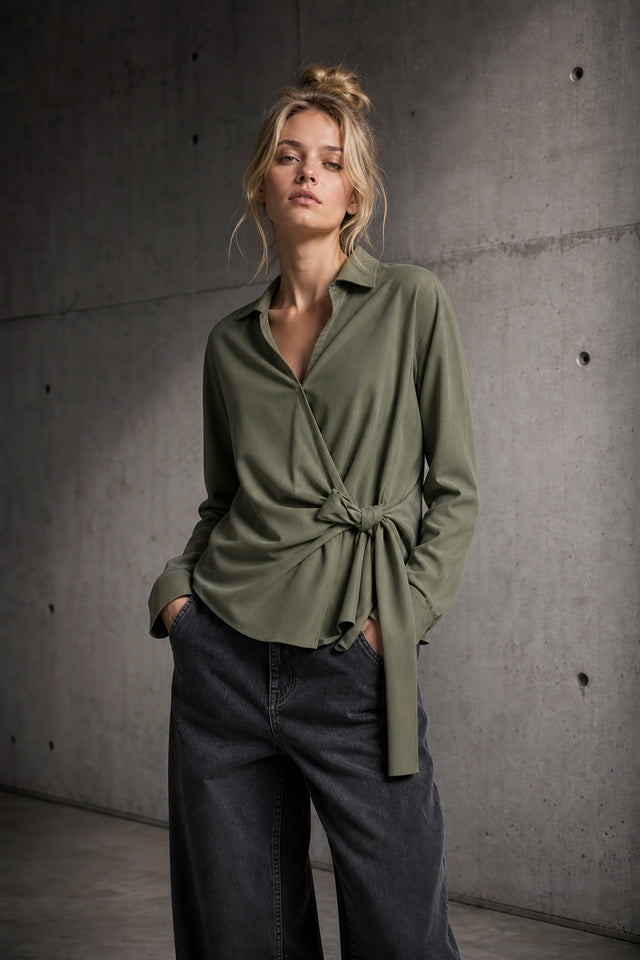 Vivi lyocell knot blouse | Army