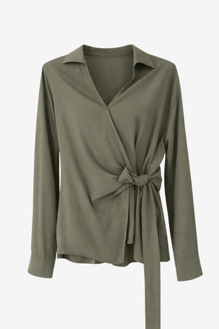 Vivi lyocell knot blouse | Army