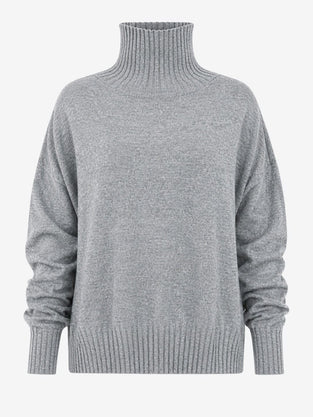Cashmir wool polo pullover W1165 | Grey