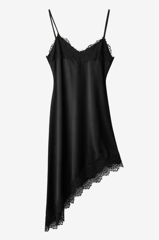 Zenia silk top whit lace trim | Black