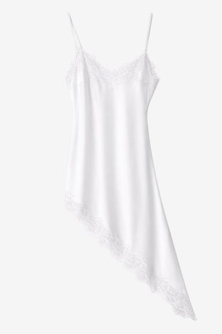 Zenia silk top whit lace trim | White