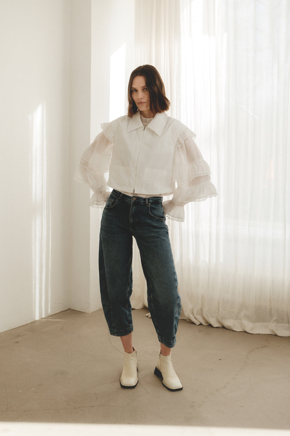 Emiko taffeta jacket | Light Grey