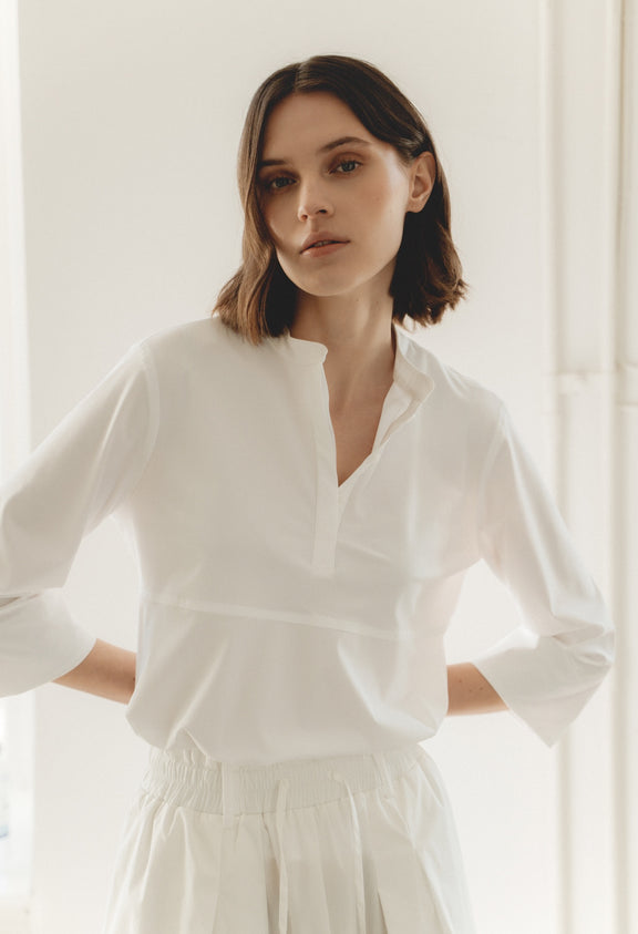 Damiana strech technical jersey top | White