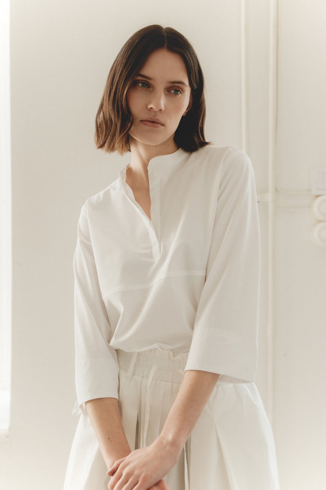 Damiana stretch technical jersey top | White