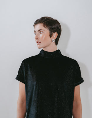 Simone velvet pants | Black shiny