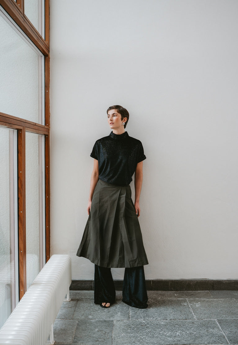 Simone velvet pants | Black shiny