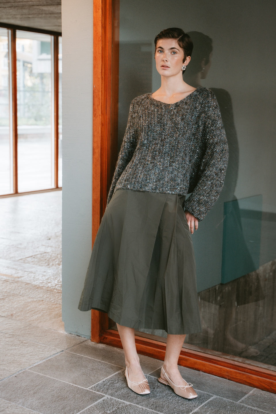 Shiny oversized pullover H20034 | Melange