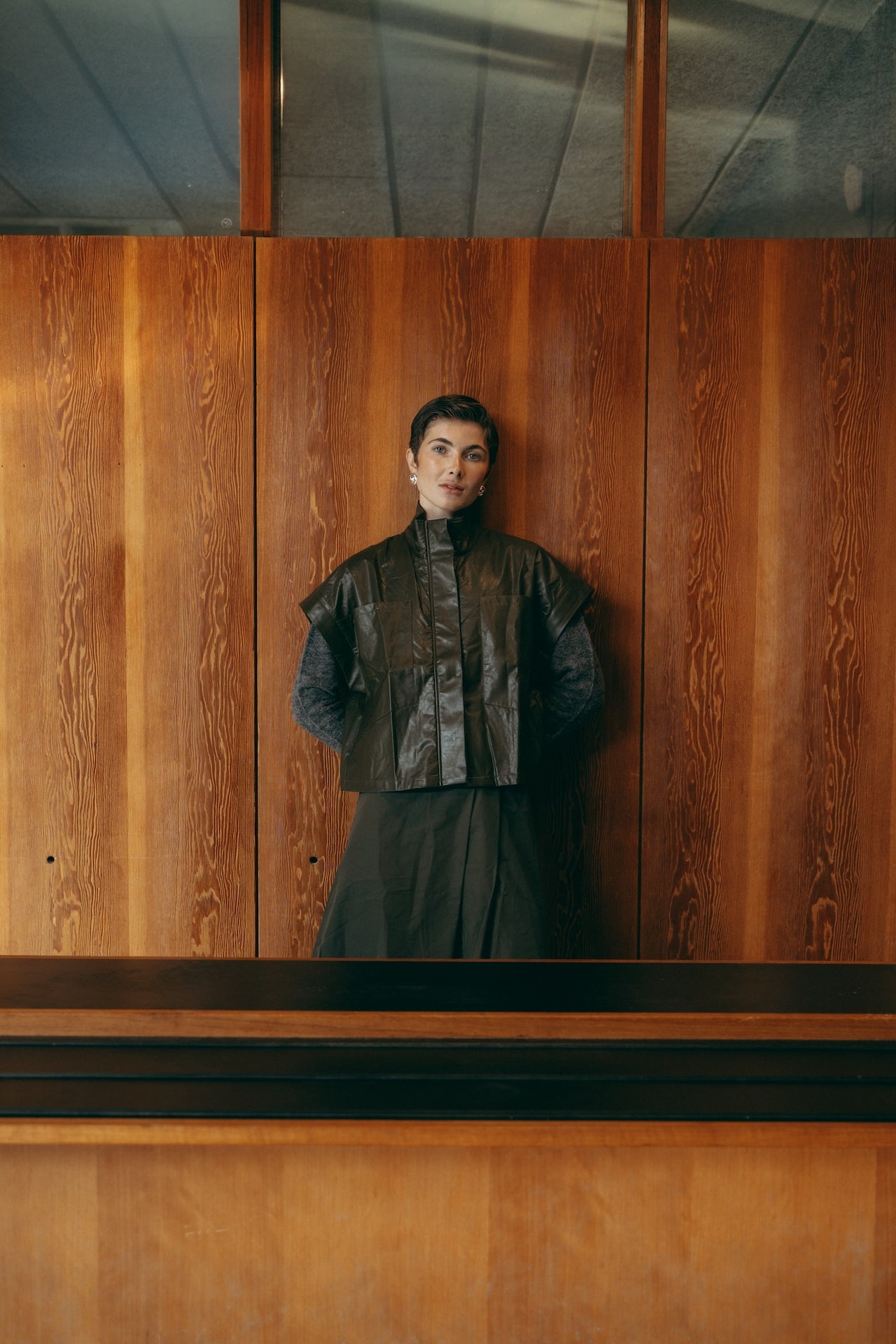 Paola eco leather blouse | Army