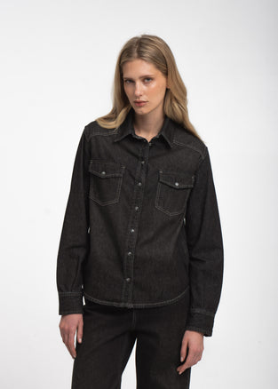 Jessie faded denim shirt | Faded Black