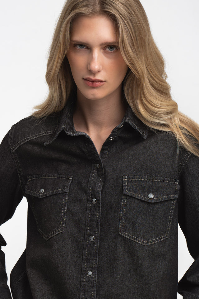 Jessie faded denim shirt | Faded Black