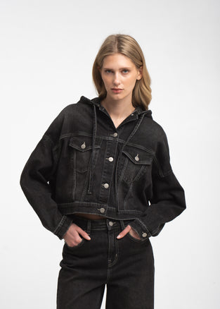 Jessie faded hood jacket | Faded Black