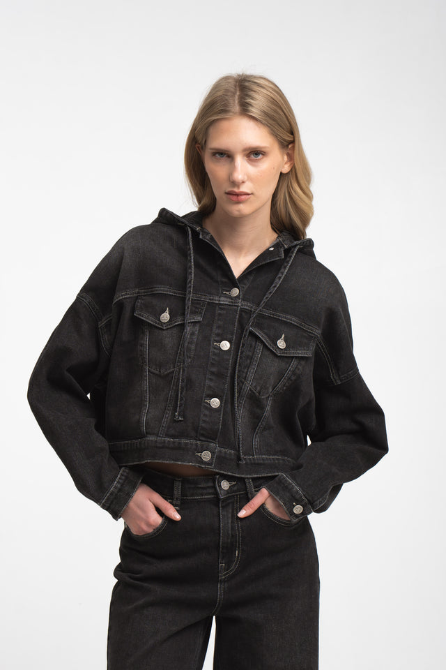 Jessie faded hood jacket | Faded Black