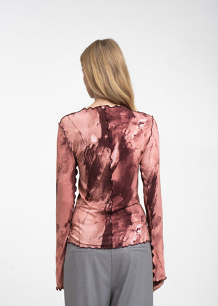 Janice allover print top | Allover Bordeaux