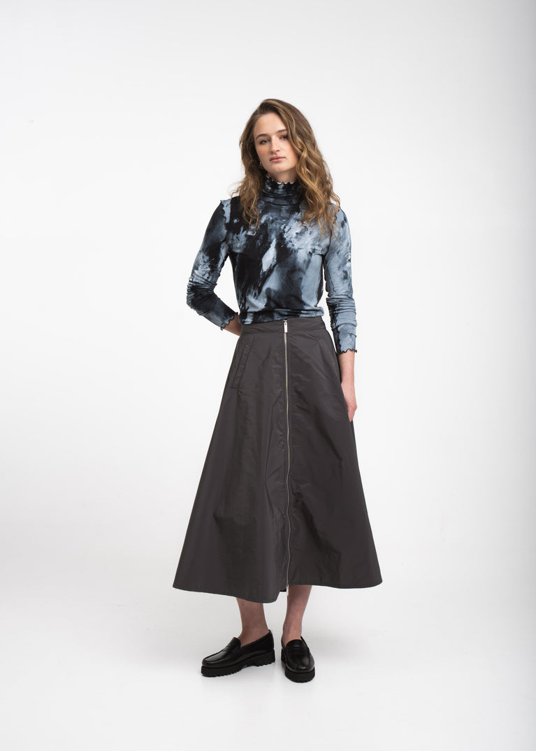 Bardolino taffeta zipper skirt | Grigio