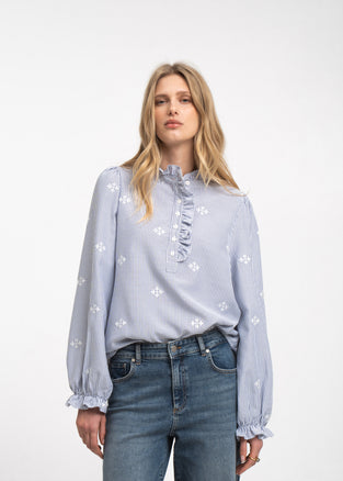 Rina striped blouse | Blue White