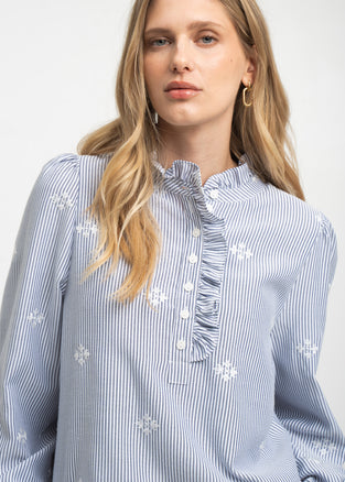 Rina striped blouse | Blue White