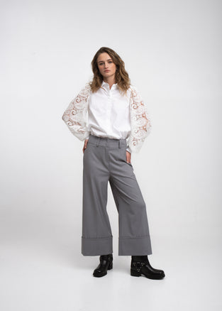 Stery embodery poplin blouse | White