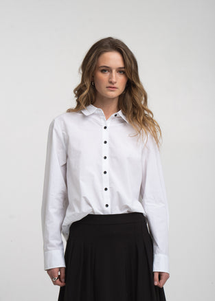 Lex Oxford poplin blouse | White