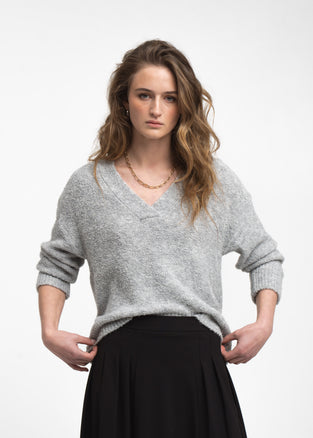 V-neck melange pullover 26553 | Grey