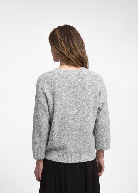 V-neck melange pullover 26553 | Grey