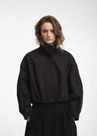 Awrora cotton pleated bomber jacket | Navy