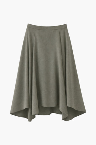 Marta asymmetrical viscose skirt | Green