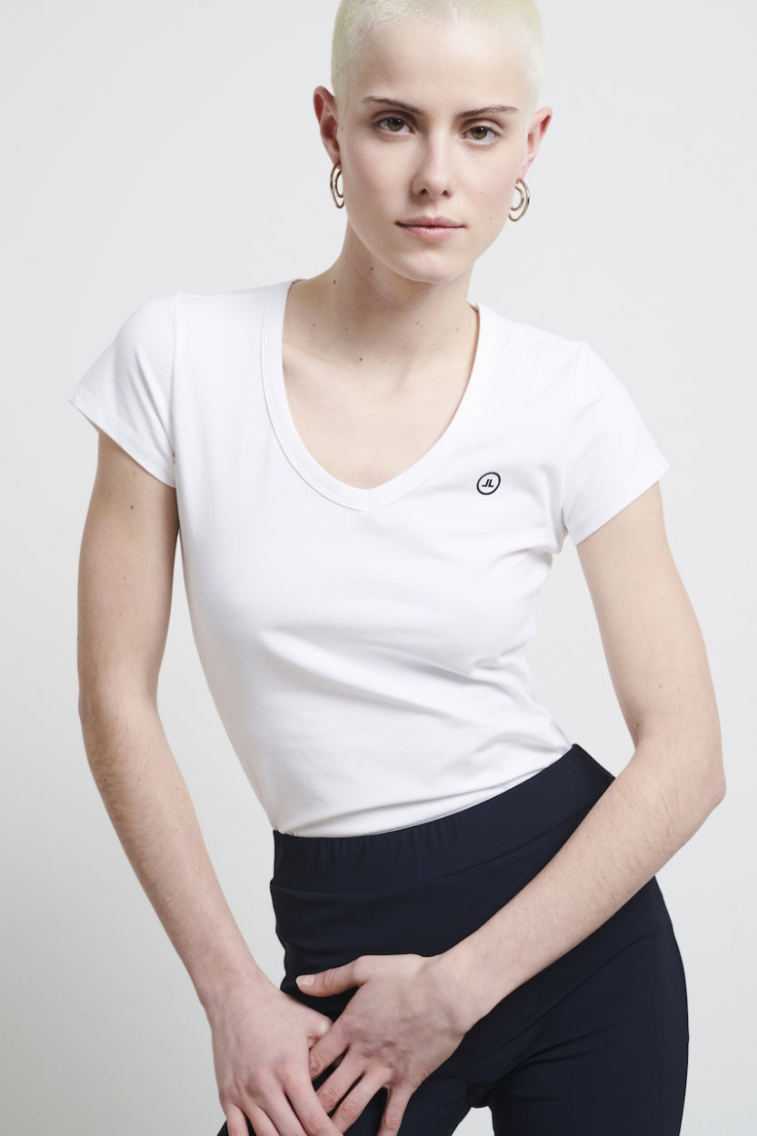 T shirt V Neck Easy Wear Organic Cotton | White