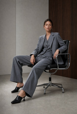 Eleni viscose basic blazer | Grey