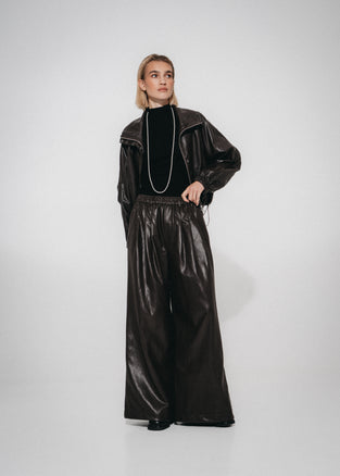 Nerina eco leather bomber jacket | Dark Brown