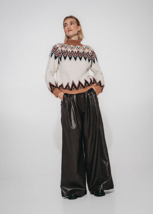 Sienna eco leather wide-leg pants | Dark Brown